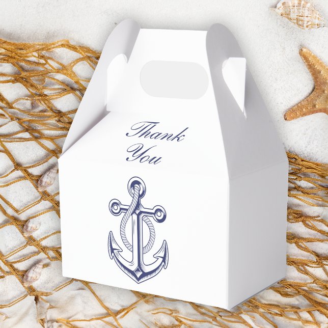 Anchor Love Sailor Navy Blue Nautical Wedding  Favor Boxes (Creator Uploaded)