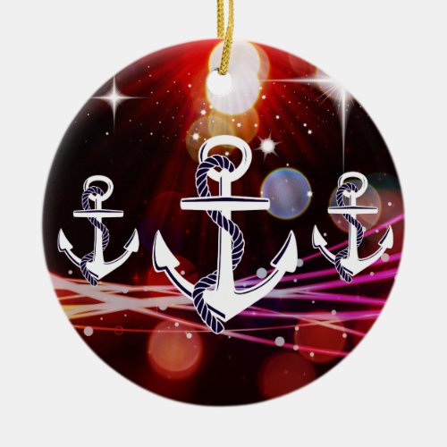 Anchor Me to the Stars Nautical Abstract Design Ceramic Ornament