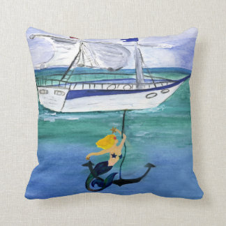 Anchor Mermaid Nautical throw pillow from art