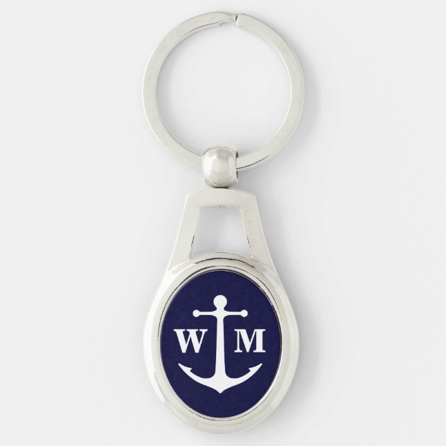 Anchor Monogram Metal Keychain (Front)