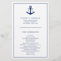 Anchor Monogram Nautical Budget Wedding Program