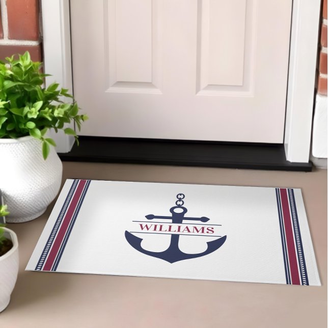 Anchor Monogram Nautical Doormat (Nautical Welcome Mat)