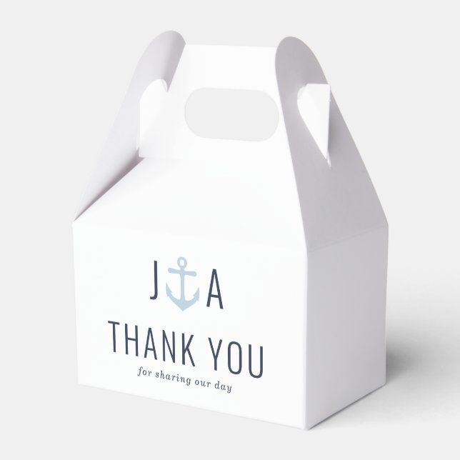 Anchor Monogram Nautical Wedding Favor Boxes (Front Side)