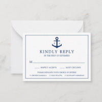Anchor Monogram Nautical Wedding Mini RSVP Card