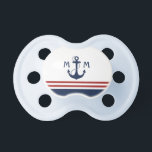 Anchor Monogram Pacifier<br><div class="desc">Navy blue nautical monogram with red and white stripes.</div>