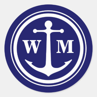 Anchor Monogram Round Sticker