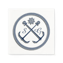 Anchor Monograms, Nautical personalized napkins