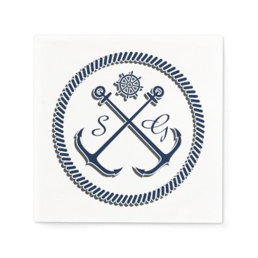 Anchor Monograms, Nautical personalized napkins