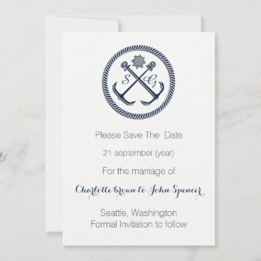 Anchor Monograms, Nautical save the date