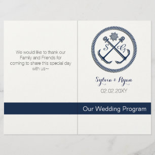 Anchor Monograms, Nautical wedding bifold programs