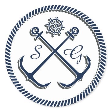 Anchor Monograms, Nautical wedding envelopes seals