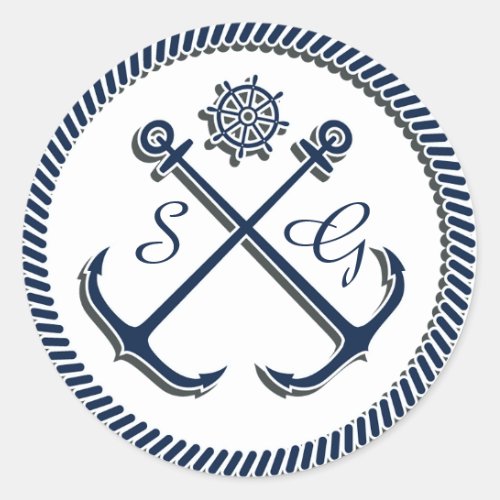 Anchor Monograms Nautical wedding envelopes seals