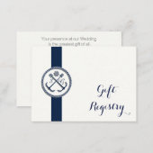 Anchor Monograms, Nautical Wedding Gift registry Enclosure Card (Front/Back)