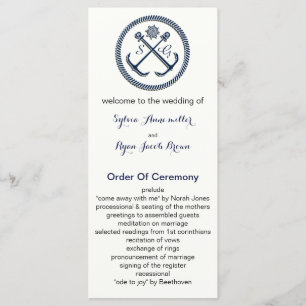 Anchor Monograms, Nautical wedding programs