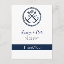 Anchor Monograms, Nautical Wedding Thank You cards