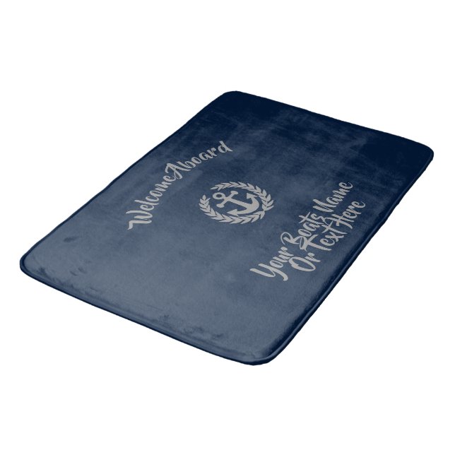 Anchor motif cruise boat or yacht bath mat (Angled)