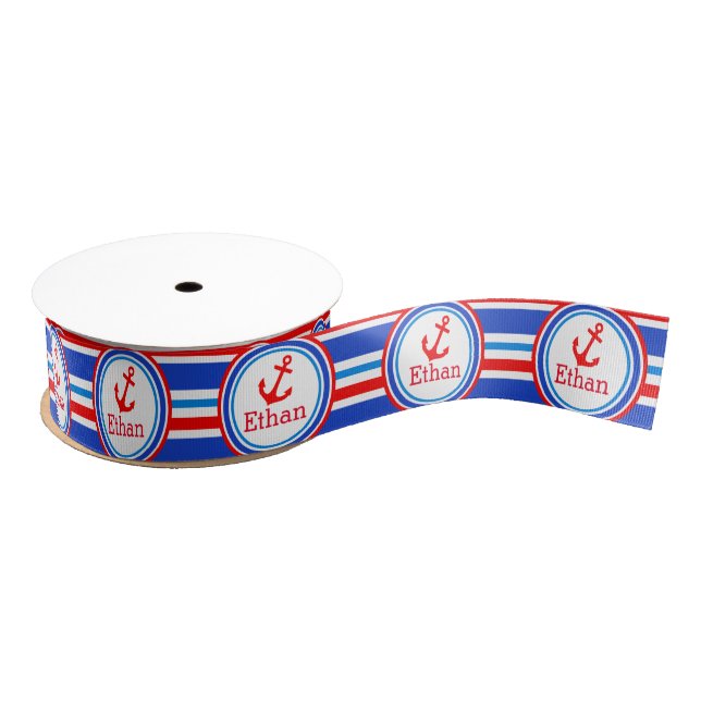 Anchor named stripe blue white red ribbon (Spool)