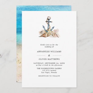 Anchor Nautical Beach Summer Wedding  Invitation