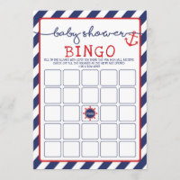 Anchor Nautical Bingo Baby Shower Game Ahoy Boy Invitation