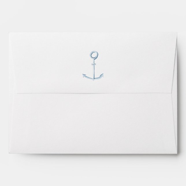 Anchor Nautical Blue Beach Baby Shower Invitation Envelope (Back (Top Flap))