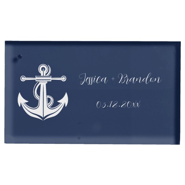 Anchor Nautical Boat Navy Weddings Place Card Holder (Front)