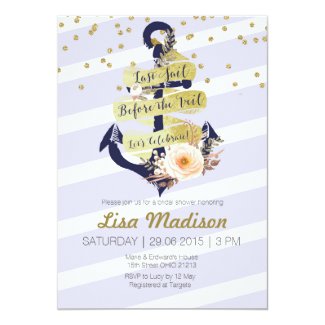 anchor nautical bridal shower invitation