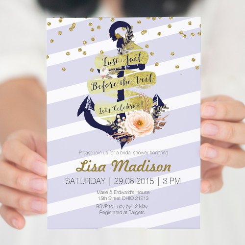 anchor nautical bridal shower invitation