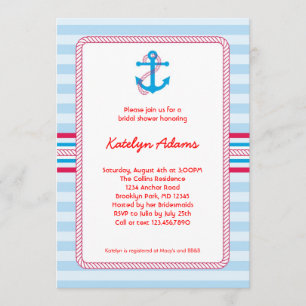 Anchor Nautical Bridal Shower Invitation