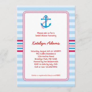 Anchor Nautical Bridal Shower Invitation
