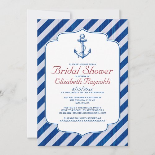 Anchor Nautical Bridal Shower Invitations