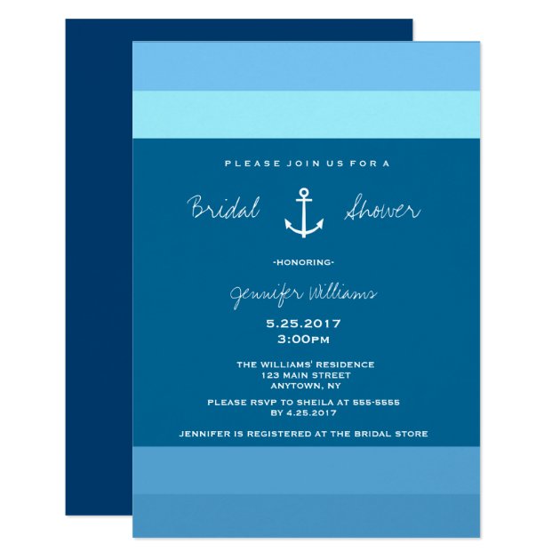 Anchor Nautical Bridal Shower Invitations