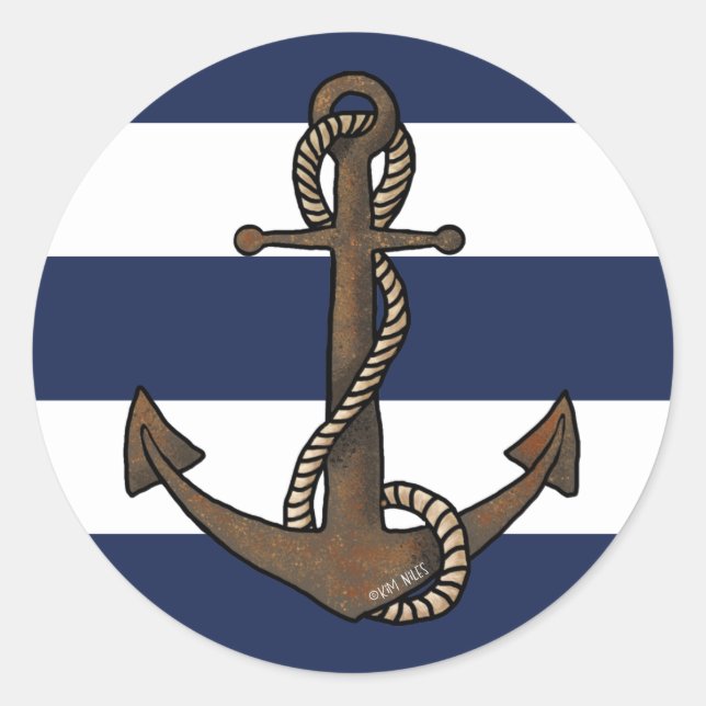 Anchor Nautical Classic Round Sticker (Front)