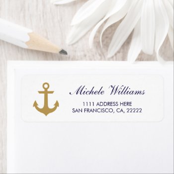Anchor Nautical Clean White Return Address Labels by pinkpinetree at Zazzle