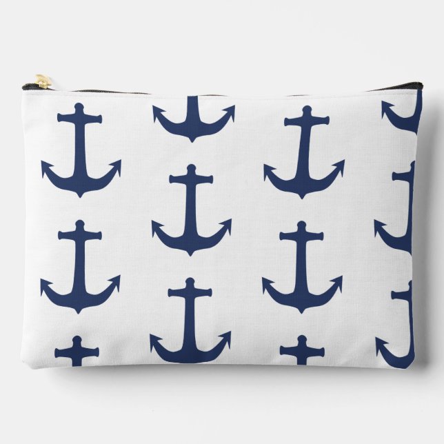 Anchor nautical coastal vibes  accessory pouch (Front)