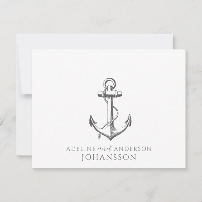 Anchor Nautical Couple Names Note Card (Front)
