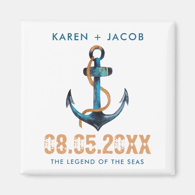 Anchor Nautical Cruise Ship Wedding Favor Magnets (Front)