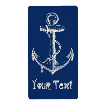 Anchor Nautical Custom Label Gift Navy Blue White by 17Minutes at Zazzle