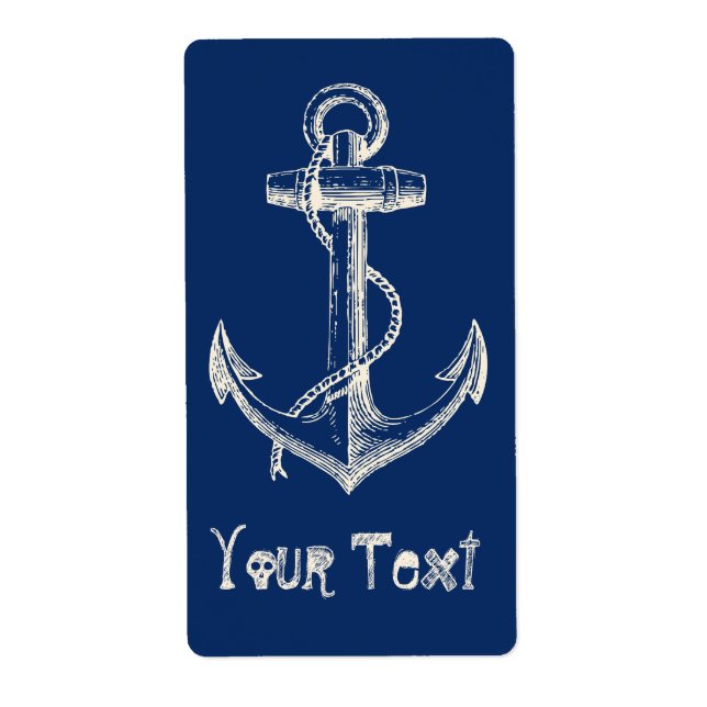 Anchor Nautical Custom Label Gift Navy Blue White (Front)