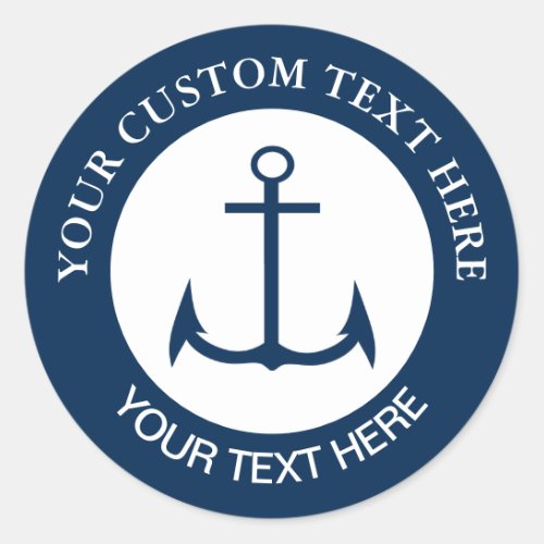 Anchor Nautical Custom Logo Icon 3 Classic Round Sticker