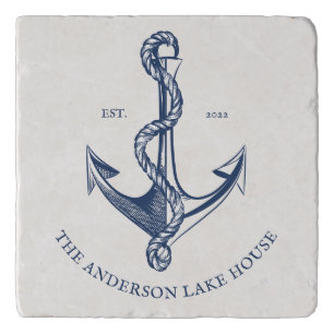 Anchor Nautical Custom Name Lake House Boat Trivet