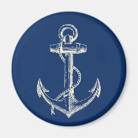 Anchor Nautical Decor Magnet Gift Navy Blue White