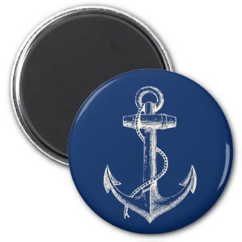 Anchor Nautical Decor Magnet Gift Navy Blue White by 17Minutes at Zazzle