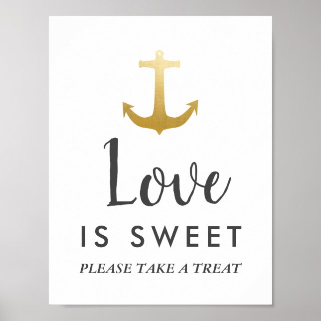 Anchor Nautical Faux Gold Foil | Wedding Sign (Front)