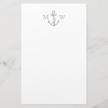 Anchor  Nautical Monogram Stationery by RomanticArchive at Zazzle