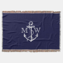 Anchor, Nautical Monogram Throw Blanket