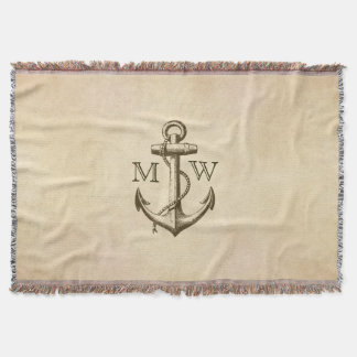 Anchor, Nautical Monogram Throw Blanket