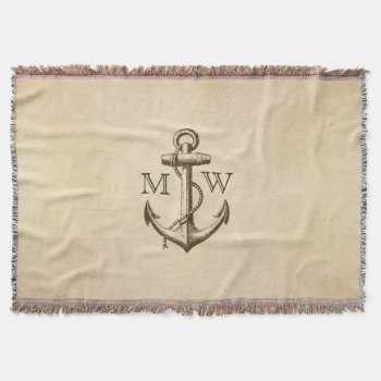 Anchor  Nautical Monogram Throw Blanket by RomanticArchive at Zazzle