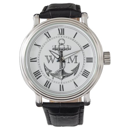 Anchor, Nautical Monogram Watch