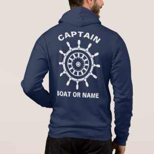 Anchor Nautical Navy Blue Boat Captain  Hoodie