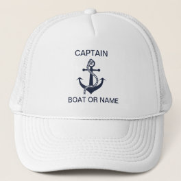 Anchor Nautical Navy Blue Boat Captain Trucker Hat